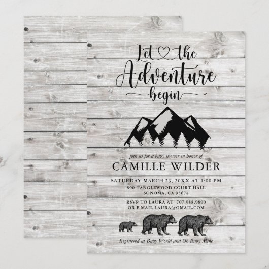 Invitation Rustique Aventure Commence Montagnes Ours (Devant / Derrière)