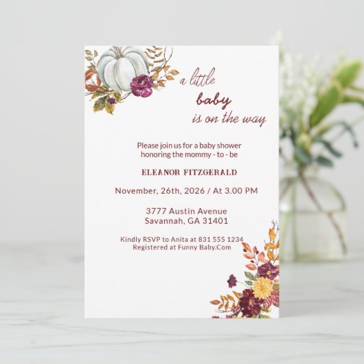 Invitation Rustique Baby shower. (Debout devant)