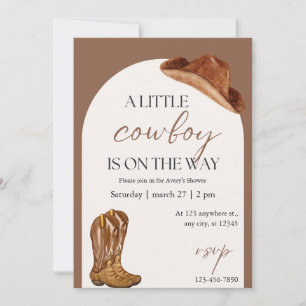 Invitation Rustique Baby shower Cowboy