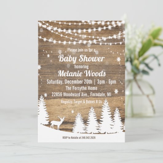 Invitation Rustique Baby shower d'hiver (Debout devant)