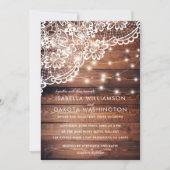 Invitation Rustique Barne Bois Dentelle et String Mariage (Devant)