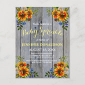 Invitation Rustique Barnwood Sunflower Baby Sprink (Devant)