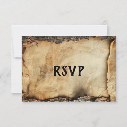Invitation Rustique Barque Parchemin Papier Mariage RSVP (Dos)
