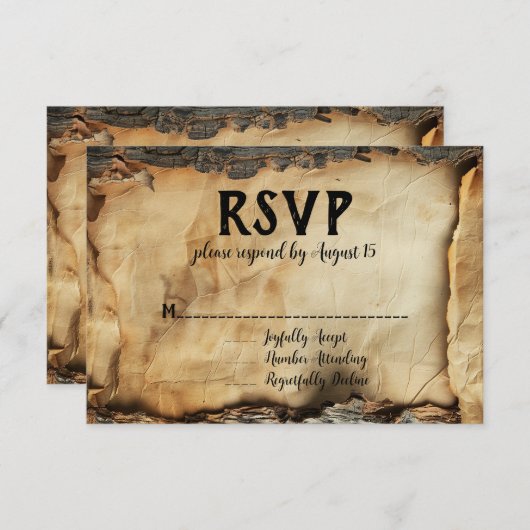 Invitation Rustique Barque Parchemin Papier Mariage RSVP (Devant / Derrière)