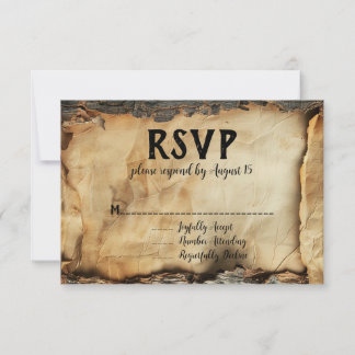 Invitation Rustique Barque Parchemin Papier Mariage RSVP