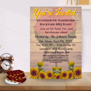 Invitation Rustique BBQ Ferme au Cochon Rôti sur B