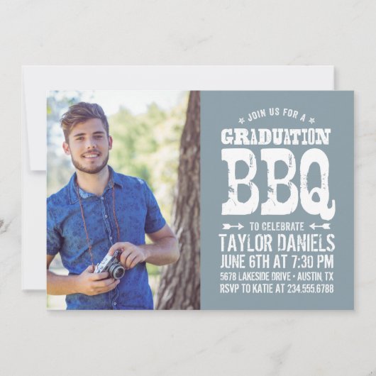 Invitation Rustique BBQ Graduation Party (Devant)