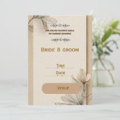 Invitation Rustique Beige Fleurs Invitation de Mar (Debout devant)