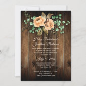 Invitation Rustique Beige Latte Rose Grange Réception En Bois (Devant)