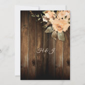 Invitation Rustique Beige Latte Rose Grange Réception En Bois (Dos)