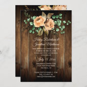 Invitation Rustique Beige Latte Rose Grange Réception En Bois (Devant / Derrière)