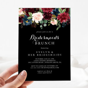 Invitation Rustique Black Botanical Bridesservatrices Brunch