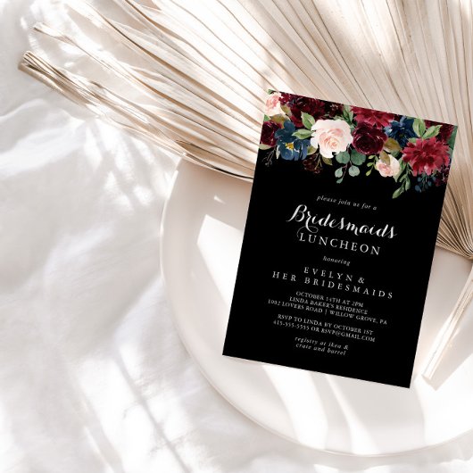 Invitation Rustique Black Bridesmaids Luncheon Douche