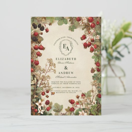 Invitation Rustique Blackberry Vineyard Mariage (Debout devant)