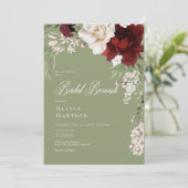 Invitation Rustique Blanc & Bourgogne Floral Vert Bridal Brun (Debout devant)