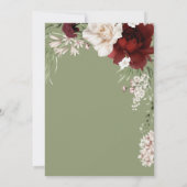 Invitation Rustique Blanc & Bourgogne Floral Vert Bridal Brun (Dos)