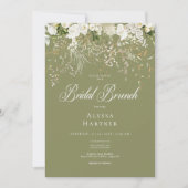 Invitation Rustique Blanc Floral Drop Sage Vert Bridal Brunch (Devant)