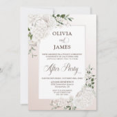 Invitation Rustique Blanc Floral Mariage après la fête (Devant)