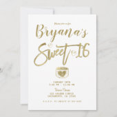 Invitation Rustique Blanc Grange Bois Or Sweet 16 Partie (Devant)