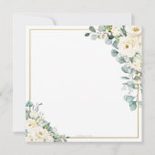 Invitation Rustique blanc ivoire Floral Eucalyptus Mariage or (Dos)