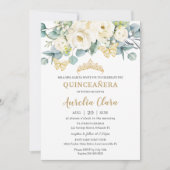 Invitation Rustique blanc ivoire Floral Eucalyptus Quinceañer (Devant)
