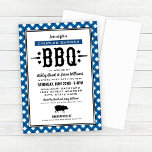 Invitation Rustique Bleu En vichy Mariage Couples Douche BBQ<br><div class="desc">BBQ décontracté / barbecue thème couples mariages invitation pour la mariée et le marié dispose d'un motif de cochon,  de texte noir fusain personnalisé dans les polices de style occidental,  des accents d'étoile,  et un bleu en vichy nappe plaid conception bordure.</div>