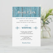 Invitation Rustique Bleu Shiplap Bois élégant Mariage moderne (Debout devant)