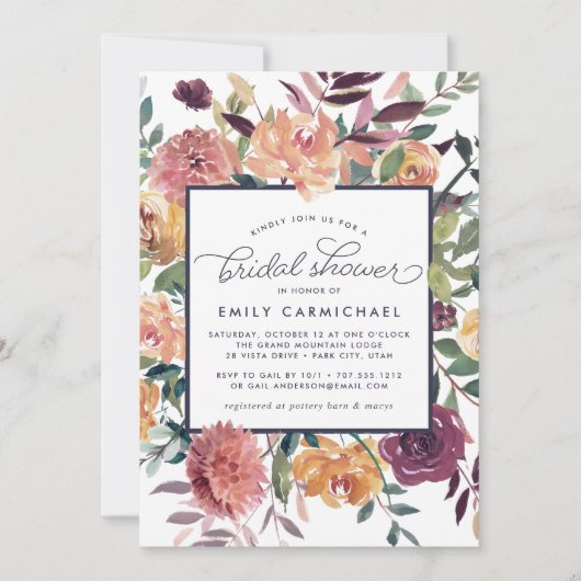Invitation Rustique Bloom Bridal Showback (Devant)