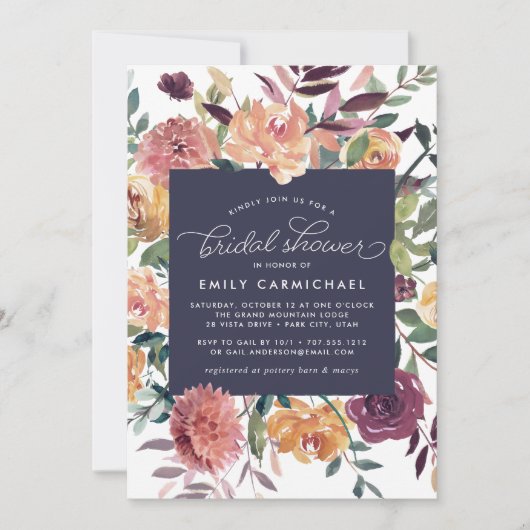 Invitation Rustique Bloom Bridal Showback (Devant)