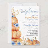 Invitation Rustique Blue Floral Petit Baby shower Citrouille (Devant)