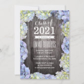 Invitation Rustique Blue Hydrangea Floral Graduation Party (Devant)