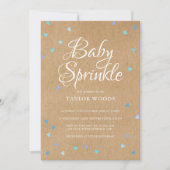 Invitation Rustique Blue Love Hearts Baby Boy Sprinkel (Devant)