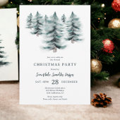 Invitation Rustique Blue Winter neige Pines Noël entreprise