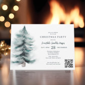 Invitation Rustique Blue Winter neigeux Pins Entreprise Noël