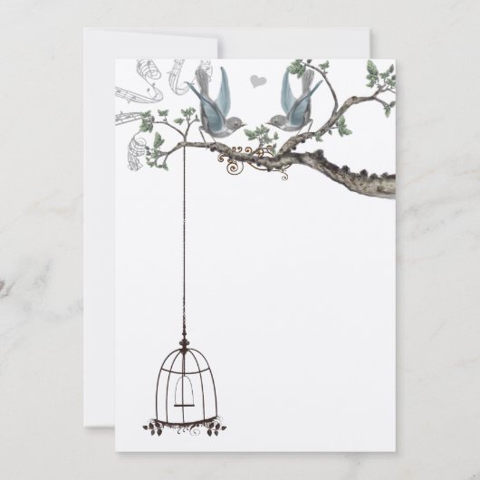 Invitation Rustique Bluebird Birdcage Mariage Inviter (Dos)
