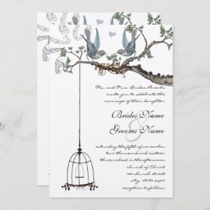 Invitation Rustique Bluebird Birdcage Mariage Inviter