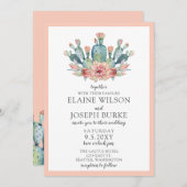 Invitation Rustique Blush Cactus Botanique Nature Mariage du  (Devant / Derrière)