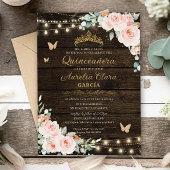 Invitation Rustique Blush Floral Enchanted Forest Quinceanera