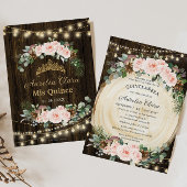 Invitation Rustique Blush Floral Enchanted Forest Quinceañera