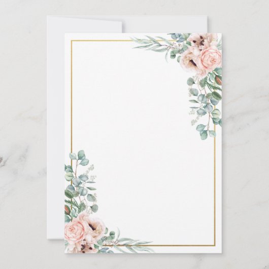 Invitation Rustique Blush Floral Eucalyptus Or Enregistrer la (Dos)