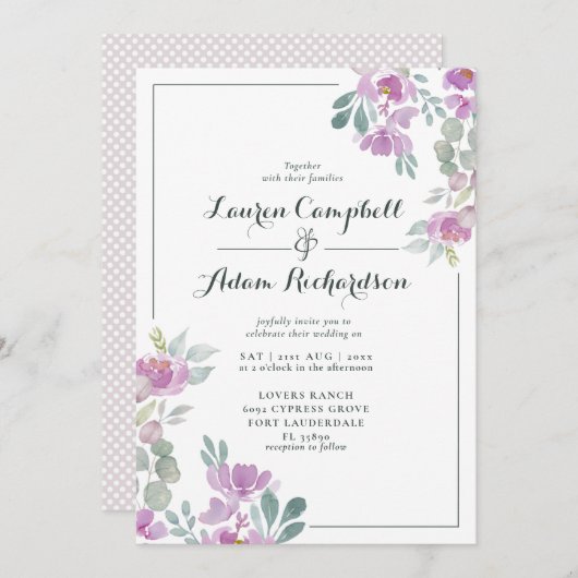 Invitation Rustique Blush rose Eucalyptus Mariage Invi (Devant / Derrière)