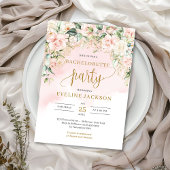 Invitation Rustique Blush rose roses or bachelortie