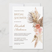 Invitation Rustique Bohème Floral Terreux Pampas Baby Shower (Devant)