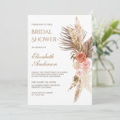Invitation Rustique Bohème Floral Terreux Pampas Baby Shower (Debout devant)