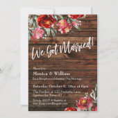 Invitation Rustique Bohème Rouge Bourguignon Floral Nous nous (Devant)