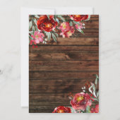 Invitation Rustique Bohème Rouge Bourguignon Floral Nous nous (Dos)