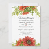 Invitation Rustique Bohème Rouge Sunflower Douche virtuelle (Devant)