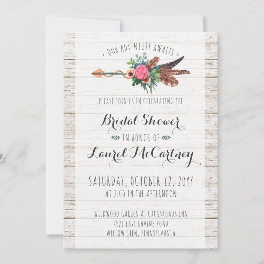 Invitation Rustique Bohemian Arrow (Devant)