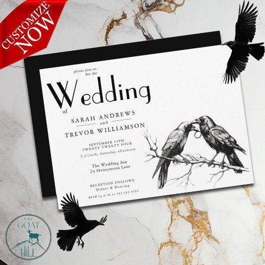 Invitation Rustique BOHO Amoureux de Corbeaux