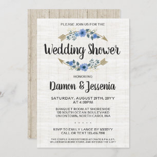 Invitation Rustique Boho Arrow Floral Wedding shower Invitati